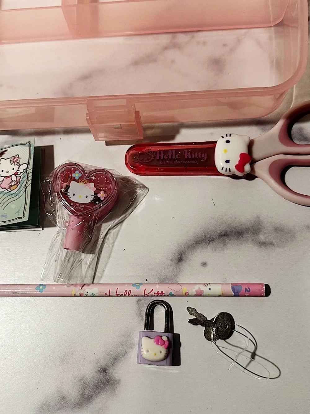 Vintage 2008 Sanrio Hello Kitty Ballerina Locking Pencil Box-Keys & Accessories